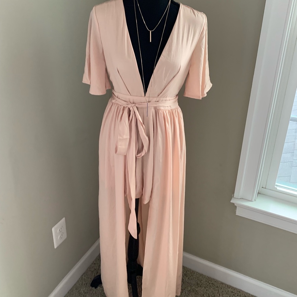 NWT Boutique Nude Romper Maxi Dress